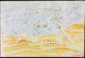 Las "islas de las Marías", en número de tres, señaladas con la letra B en un mapa español del siglo xvii.