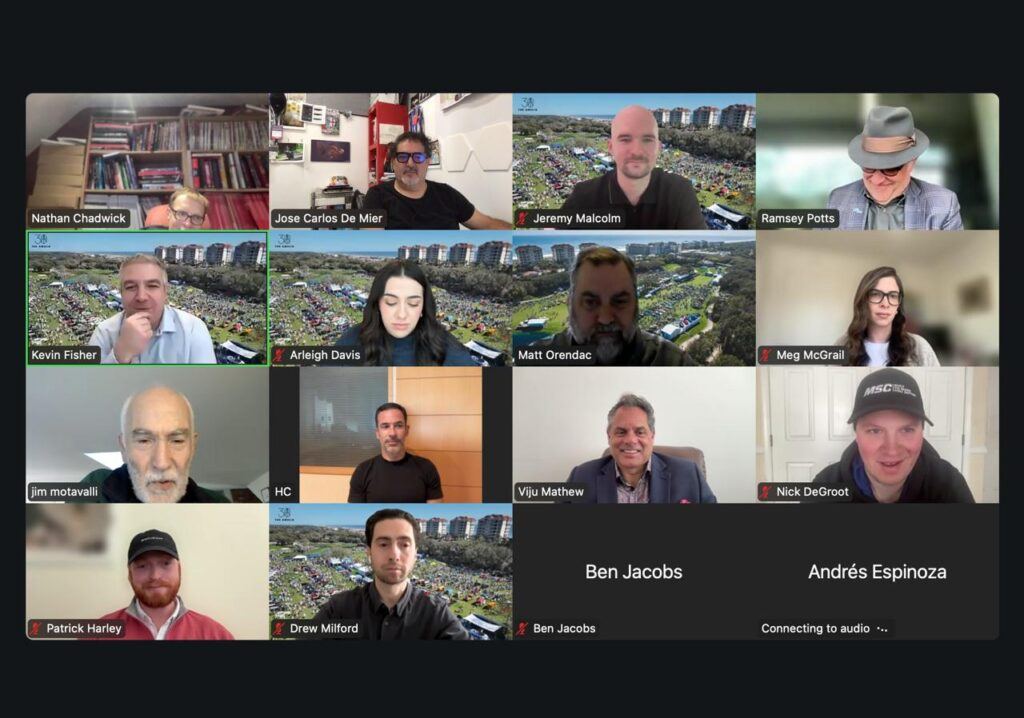 Periodistas acreditados en charla virtual con Helio Castroneves y el team organizado de Amelia.